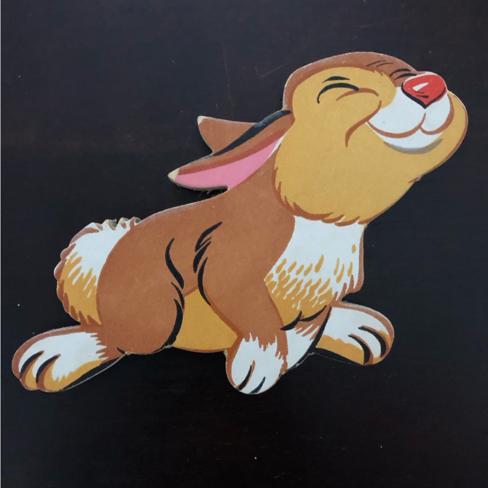 Vintage Bambi Friends Flower Owl Rabbit Wall Hanging Board Decor Nursery - Picture 2 of 6